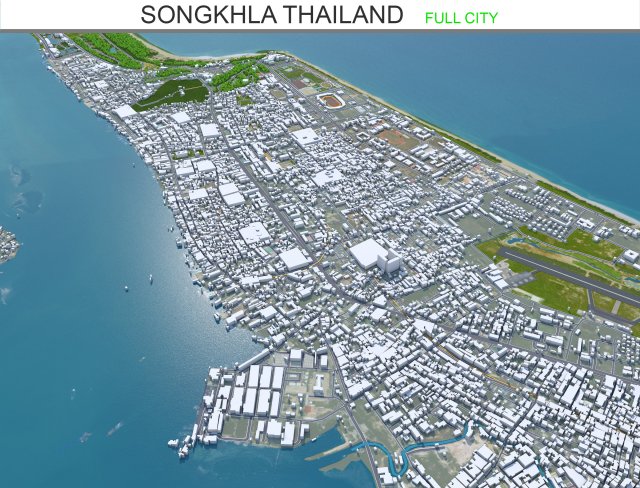 Songkhla city Thailand 20km 3D-Modell .c4d .max .obj .3ds .fbx .stl .blend 