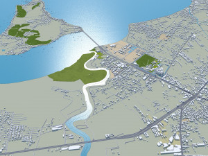 Songkhla city Thailand 20km 3D-Modell