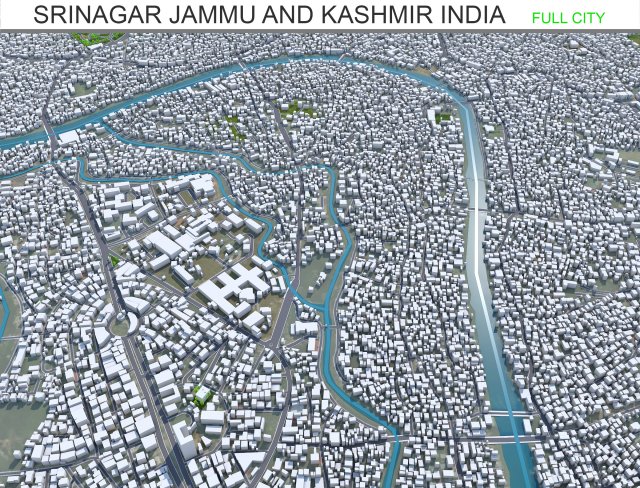 Srinagar city Jammu and Kashmir India 30km 3D-Modell .c4d .max .obj .3ds .fbx .stl .blend 