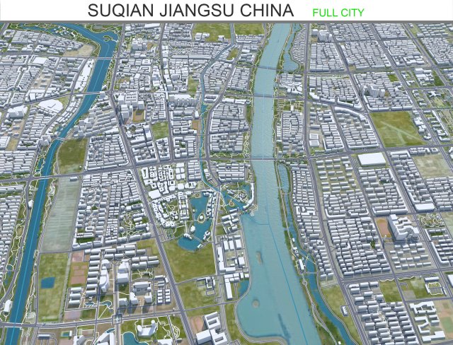 Suqian city Jiangsu China 100km Modelo 3D .c4d .max .obj .3ds .fbx .stl .blend 