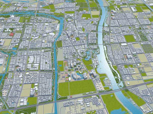 Suqian city Jiangsu China 100km 3D Model