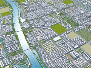 Suqian city Jiangsu China 100km 3D Model