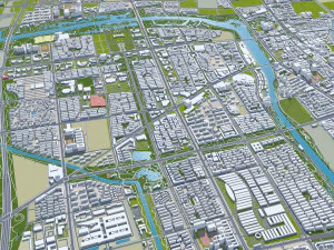 Suqian city Jiangsu China 100km 3D Model