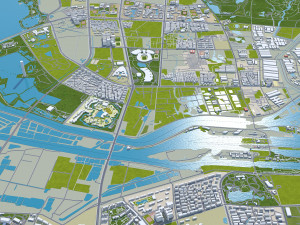 Suqian city Jiangsu China 100km Modelo 3D
