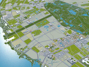 Suqian city Jiangsu China 100km 3D Model