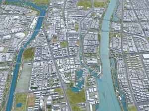 Suqian city Jiangsu China 100km 3D Model