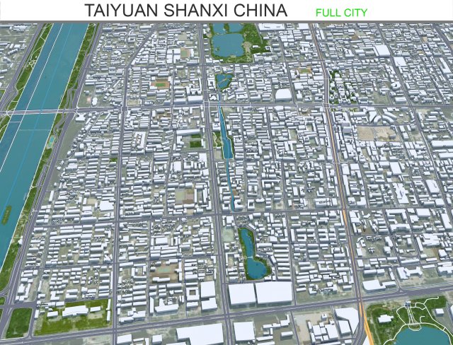 Taiyuan city Shanxi China 70km 3D 模型 .c4d .max .obj .3ds .fbx .stl .blend 