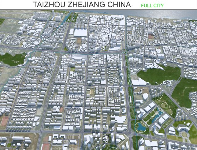 Taizhou city Zhejiang China 120km 3D Model .c4d .max .obj .3ds .fbx .stl .blend