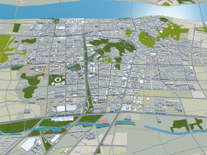 Taizhou city Zhejiang China 120km 3D Model