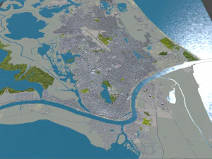 टैम्पिको शहर तमाउलिपास मेक्सिको 20 किमी 3D मॉडल