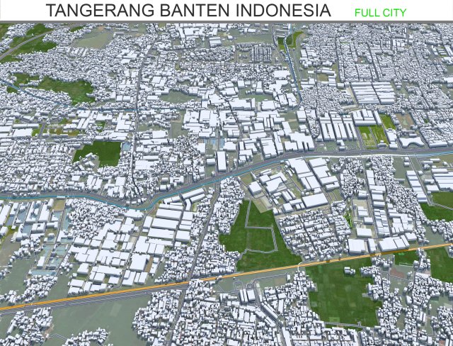 Tangerang city Banten Indonesia 25km 3D Model .c4d .max .obj .3ds .fbx .stl .blend 