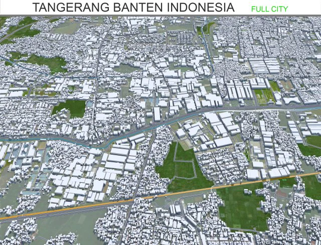 Tangerang city Banten Indonesia 25km 3D Model .c4d .max .obj .3ds .fbx .stl .blend