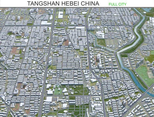 Tangshan city Hebei China 60km 3D Model .c4d .max .obj .3ds .fbx .stl .blend