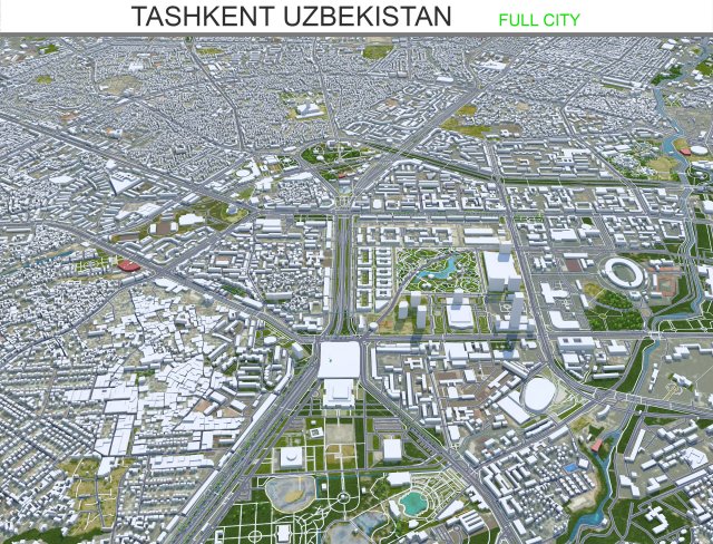 Tashkent city Uzbekistan 40km 3D Model .c4d .max .obj .3ds .fbx .stl .blend 