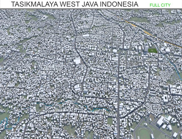 Tasikmalaya city West Java Indonesia 25km Modello 3D .c4d .max .obj .3ds .fbx .stl .blend 