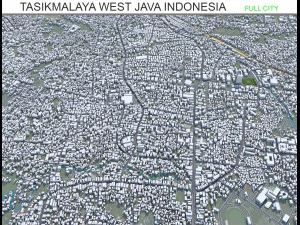 Город Тасикмалайя Западная Ява, Индонезия 25 км 3D Модель