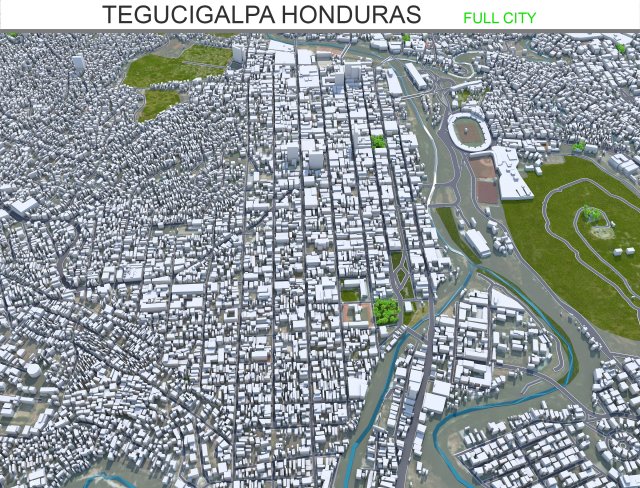 Tegucigalpa city Honduras 20km 3D 모델 .c4d .max .obj .3ds .fbx .stl .blend 