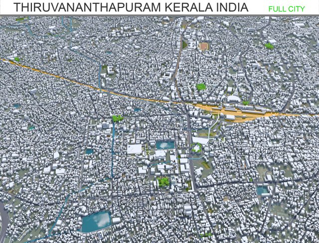 Thiruvananthapuram city Kerala India 35km 3D मॉडल .c4d .max .obj .3ds .fbx .stl .blend 