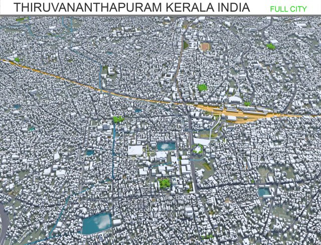 Thiruvananthapuram city Kerala India 35km 3D Model .c4d .max .obj .3ds .fbx .stl .blend 