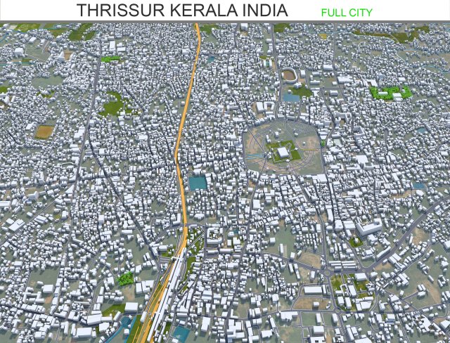 Thrissur city Kerala India 20km Modelo 3D .c4d .max .obj .3ds .fbx .stl .blend 