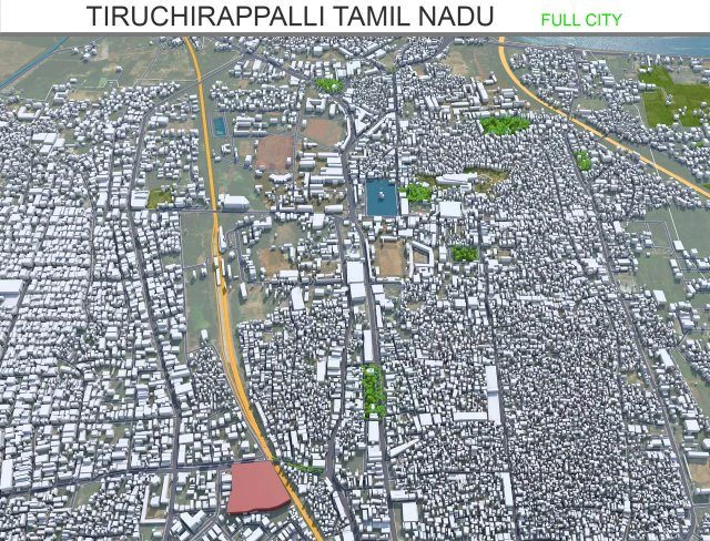 Tiruchirappalli city Tamil Nadu 15km 3D Model .c4d .max .obj .3ds .fbx .stl .blend 
