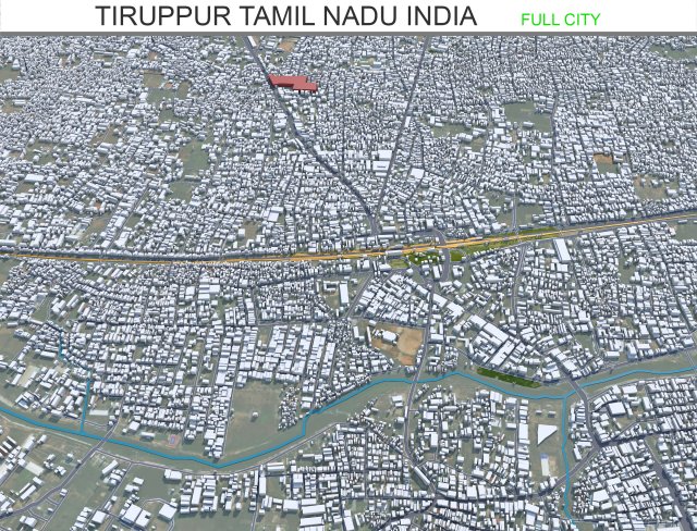 Tiruppur city Tamil Nadu India 30km Modelo 3D .c4d .max .obj .3ds .fbx .stl .blend 