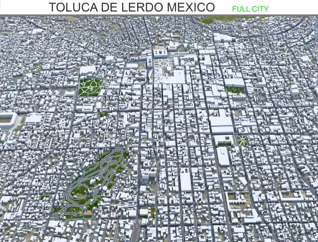 Toluca de Lerdo city Mexico 35km 3D Model .c4d .max .obj .3ds .fbx .stl .blend