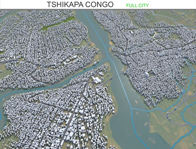 Tshikapa city Congo 20km 3Dモデル .c4d .max .obj .3ds .fbx .stl .blend