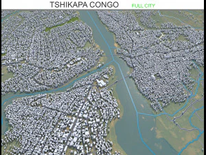 Ciudad de Tshikapa Congo 20 km Modelo 3D