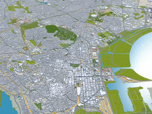 Tunis city Tunisia 30km 3D-Modell