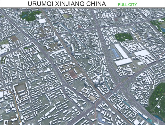Urumqi city Xinjiang China 60km Modello 3D .c4d .max .obj .3ds .fbx .stl .blend 