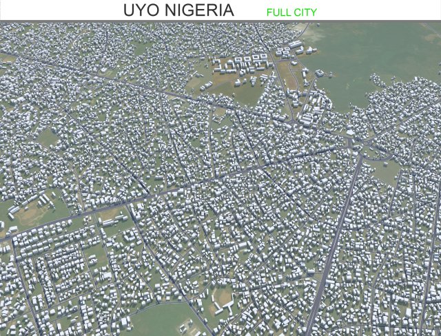 Uyo city Nigeria 35km 3D Модель .c4d .max .obj .3ds .fbx .stl .blend 