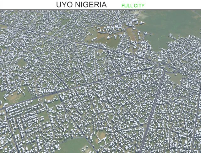 Uyo city Nigeria 35km 3D Model .c4d .max .obj .3ds .fbx .stl .blend 