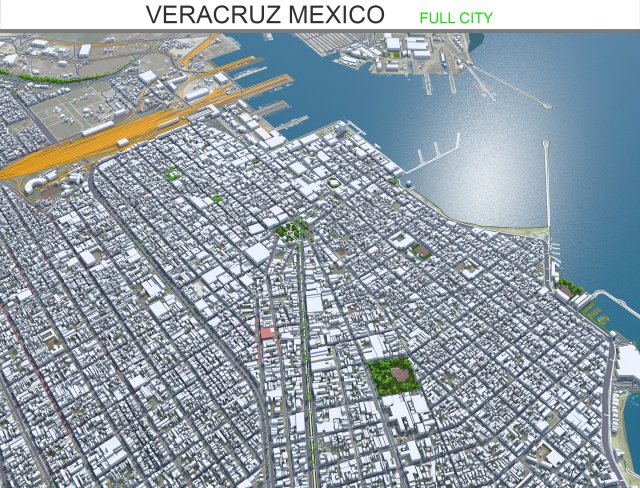 Veracruz city Mexico 20km 3D Модель .c4d .max .obj .3ds .fbx .stl .blend 