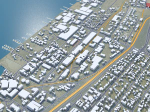 Walvis Bay city Namibia 15km 3D Model