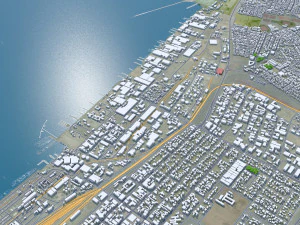 Walvis Bay city Namibia 15km 3D Model