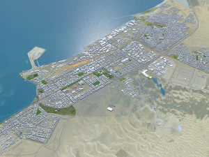 Walvis Bay city Namibia 15km 3D Model