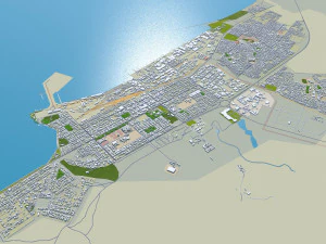 Walvis Bay city Namibia 15km 3D Model