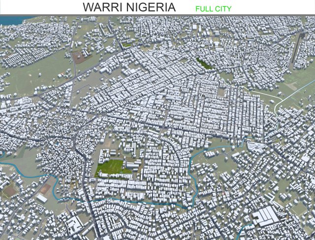 Warri city Nigeria 20km 3D Model .c4d .max .obj .3ds .fbx .stl .blend
