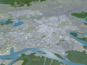 Warri city Nigeria 20km 3D Model