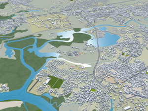 Warri city Nigeria 20km 3D Model