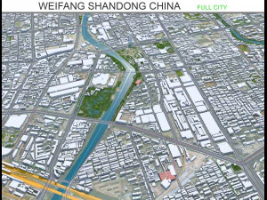 Місто Вейфан Шаньдун Китай 50 км 3D Модель
