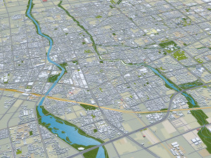 Weifang city Shandong China 50km 3D-Modell