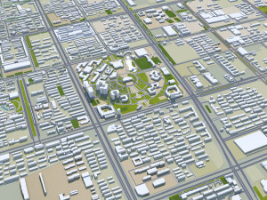 Weifang city Shandong China 50km 3D-Modell
