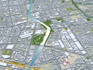 Weifang city Shandong China 50km 3D-Modell