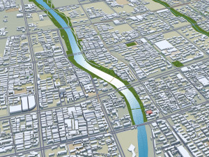 Weifang city Shandong China 50km 3D-Modell