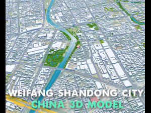 Weifang city Shandong China 50km 3D-Modell