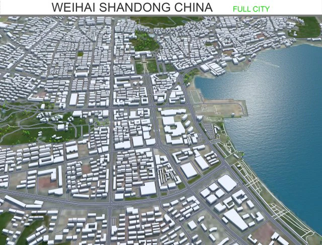 Weihai city Shandong China 150km 3D Model .c4d .max .obj .3ds .fbx .stl .blend 