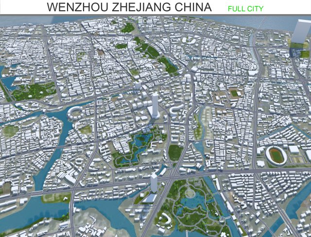 Wenzhou city Zhejiang China 120km Modelo 3D .c4d .max .obj .3ds .fbx .stl .blend 