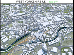 Stadt West Yorkshire, Gro&szlig;britannien, 70 km 3D Modell